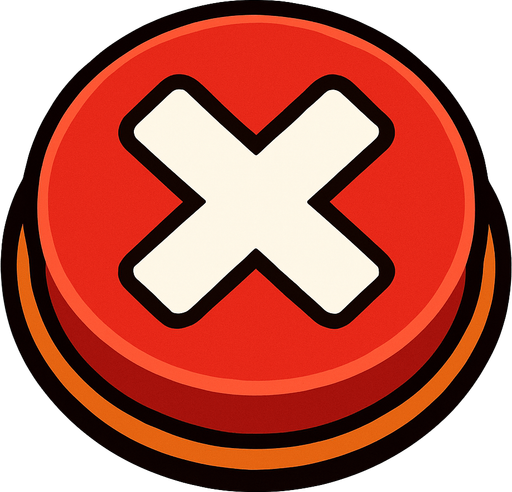 Red button with a 'X' on it.
In-Game asset.  2d.  High contrast.  No shadows