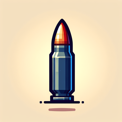 bullet'.
Single Game Texture.  In-Game asset.  2d.  Blank background.  High contrast.  No shadows