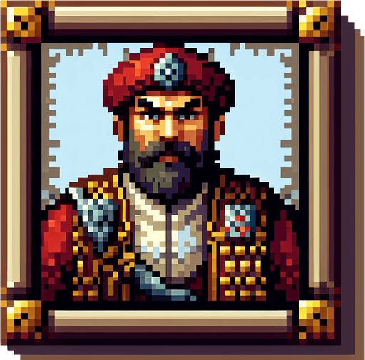 osmali askeri coook guclu bir turk 2d pixelart.
Single Game Texture.  In-Game asset.  2d.  Blank background.  High contrast.  No shadows