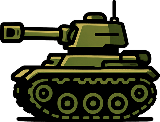 Yandan bakış tank.
In-Game asset.  2d.  High contrast.  No shadows