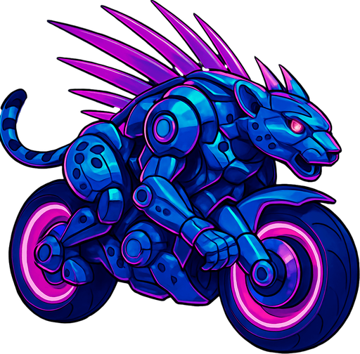 cyberpunk American anime koraidon Miraidon-esque motorcycle animal futuristic cheetah-meets-motorcycle