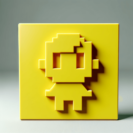 Cast plastic logo "game person" front view no perspective flat yellow, bevel simple..
Single Game Texture. In-Game asset. 2d. Blank background. High contrast. No shadows.