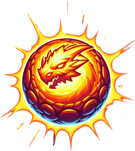 Esfera del dragon.
Single Game Texture.  In-Game asset.  2d.  Blank background.  High contrast.  No shadows