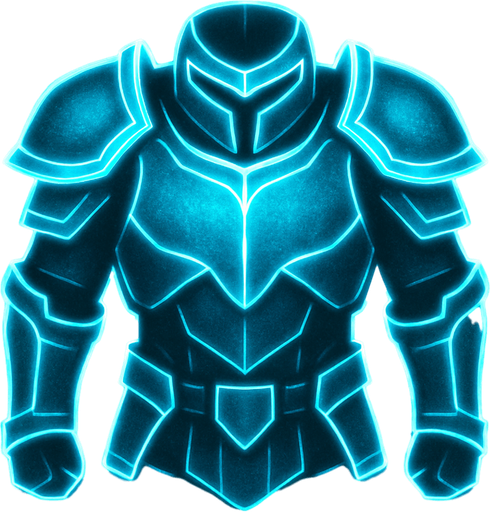 Armor light blue neon.
In-Game asset.  2d.  High contrast.