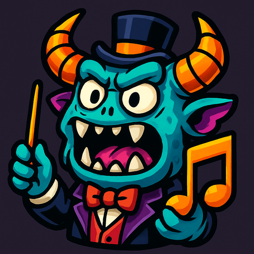 Music maestro monster head . 3d..
In-Game asset.  High contrast.  No shadows