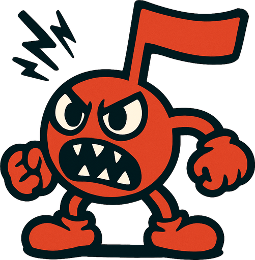 Una nota desafinada personificada como enemigo.
In-Game asset.  2d.  High contrast.  No shadows