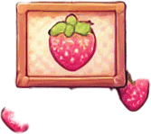 A cute kawaian bakery interior with strawberry tiles. Single Game Texture. In-Game asset. 2d. Blank background. High contrast. No shadows.