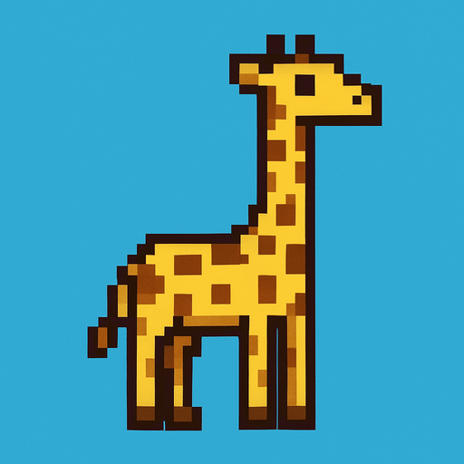 Giraffe 8 bit.
In-Game asset.  2d.  High contrast.  No shadows