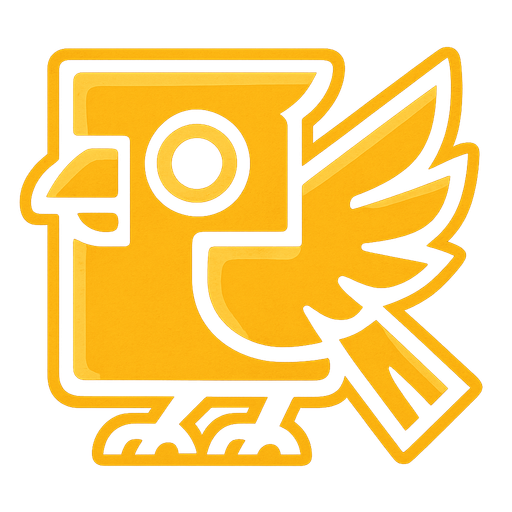 Square shaped gold bird.
In-Game asset.  2d.  High contrast.  No shadows