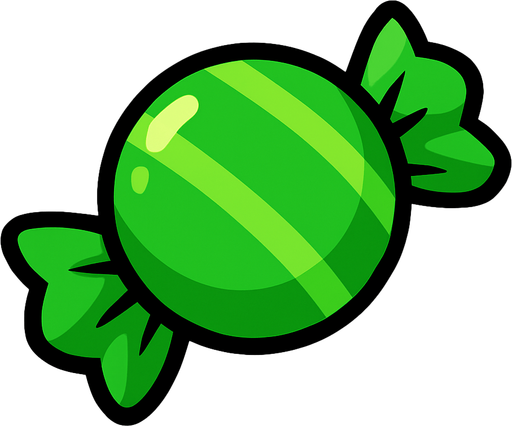 Green candy.
In-Game asset.  2d.  High contrast.  No shadows