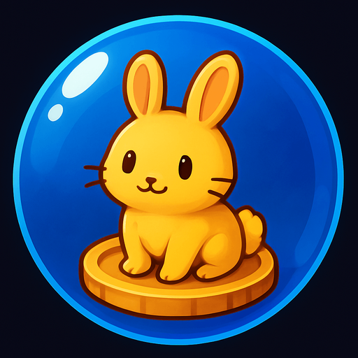 the coin inside the bubble have a cute rabbit