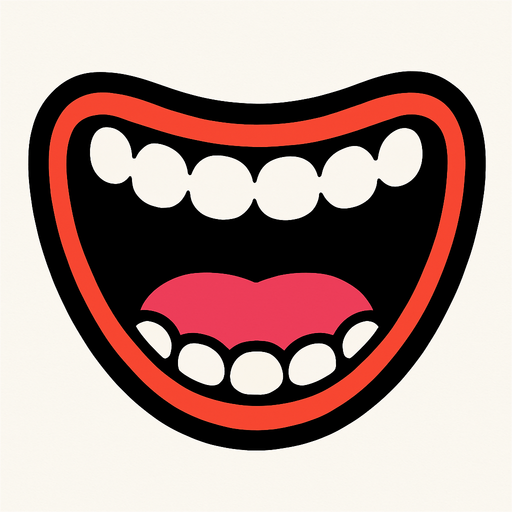 Open happy mouth with round teeth.
In-Game asset.  2d.  High contrast.  No shadows