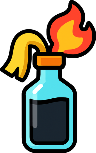 A 2D molotov in the Survivor.io style made by HABBY PTE. LTD..
In-Game asset.  2d.  High contrast.  No shadows