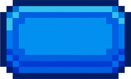 boton azul de pixeles.
In-Game asset.  2d.  High contrast.  No shadows