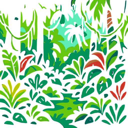 A lush and vibrant jungle.
In-Game asset.  2d.  High contrast.  No shadows