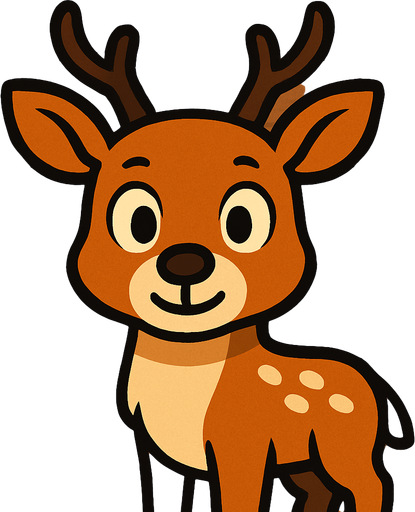 Cartoon deer with plane wooden background.
In-Game asset.  2d.  High contrast.  No shadows