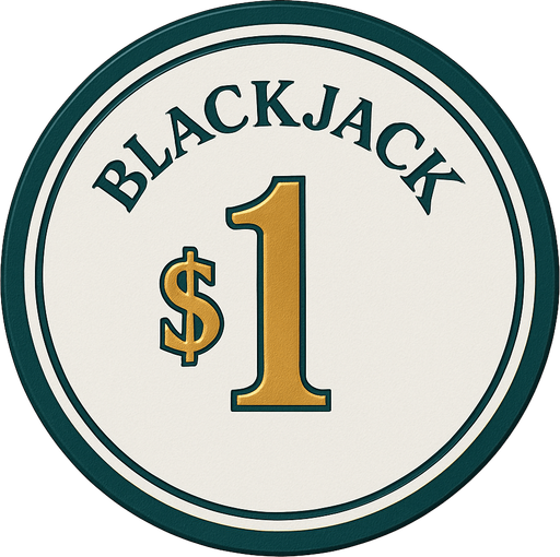 Crea un asset para una ficha de casino de $1 para Blackjack.
Color Principal: Blanco o gris muy claro.
Borde/Detalles: Dos o tres franjas finas en un color que contraste pero sea elegante, como azul zafiro o verde esmeralda.
Valor: El número '1' grande y claro en el centro, en dorado o negro, con una tipografía de casino.
Estilo: Lujoso, limpio, coherente con 'La Tentación Dorada'.".
In-Game asset.  2d.  High contrast.  No shadows