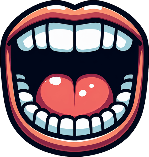 cartoon open mouth.
Single Game Texture.  In-Game asset.  2d.  Blank background.  High contrast.  No shadows