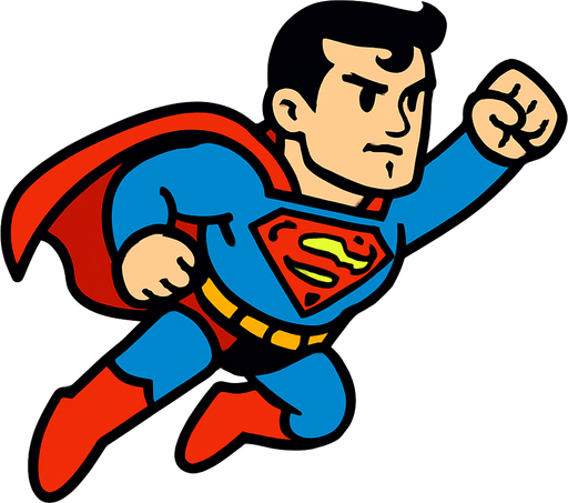 Superman 2d game.
In-Game asset.  2d.  High contrast.  No shadows