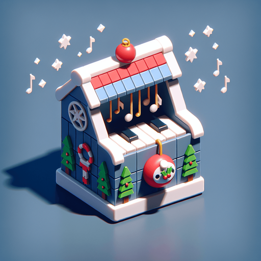A christmas Music Box . Plastic style Single Game Texture. In-Game asset. 2d. Blank background. High contrast. No shadows.