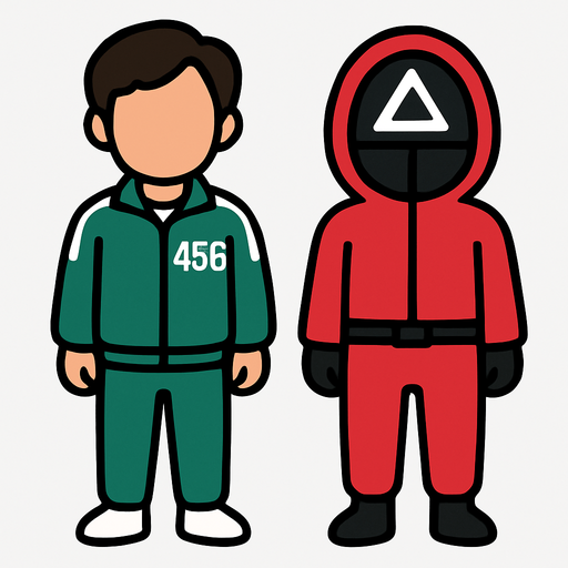 Player and squid game uniform.
In-Game asset.  High contrast.  No shadows