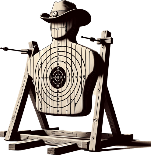 western target dummy.
Single Game Texture. In-Game asset. 2d. Blank background. High contrast. No shadows.