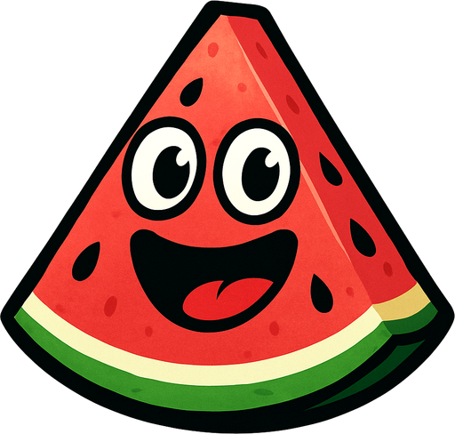Watermelon with eye and mouth animation.
In-Game asset.  2d.  High contrast.  No shadows