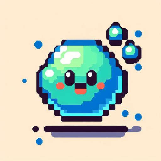 A pixel based enemy from the world of Bubble Bobble. It should be blob like.  Make it very 80s 90s like in pixel, arcade style..
Single Game Texture.  In-Game asset.  2d.  Blank background.  High contrast.  No shadows