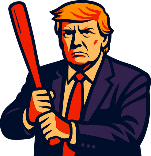 donald trump con bate de beisbol.
In-Game asset.  2d.  High contrast.  No shadows