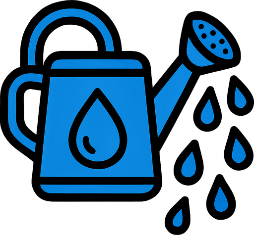 Watering waterdrops watering can.
In-Game asset.  2d.  High contrast.  No shadows