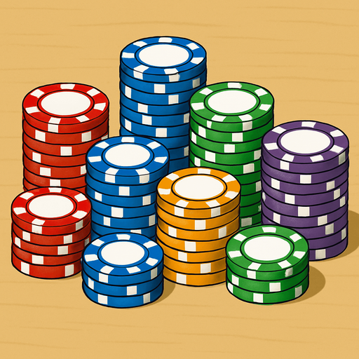 A couple different sized stacks of these chips beside each other.