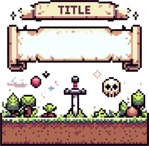 pixel art of an empty title banner.
Single Game Texture. In-Game asset. 2d. Blank background. High contrast. No shadows.