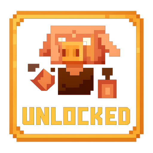 Piglin unlocked button.
In-Game asset.  2d.  High contrast.  No shadows