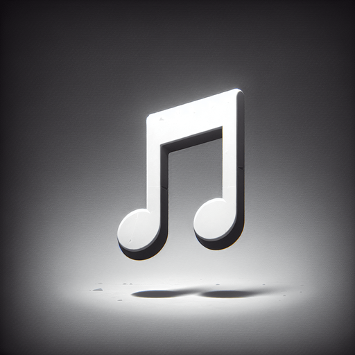 a white musical note on a empty background.
Single Game Texture. In-Game asset. 2d. Blank background. High contrast. No shadows.