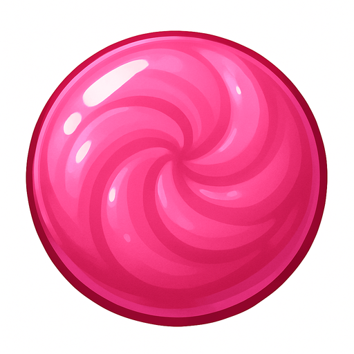 gerçekçi bir şeker. yuvarlak bir şeker ve pembe renk..
In-Game asset.  2d.  High contrast.  No shadows