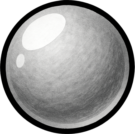 gümüş yuvarlak top.
In-Game asset.  2d.  High contrast.  No shadows