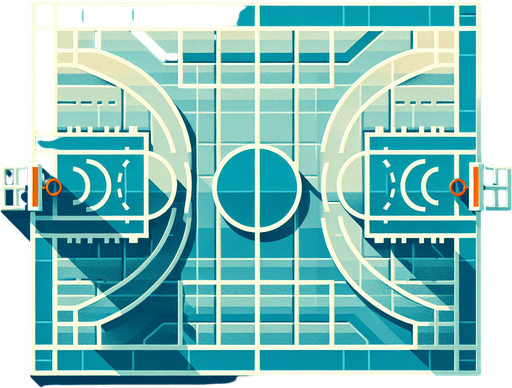 basketball court.
Single Game Texture. In-Game asset. 2d. Blank background. High contrast. No shadows.