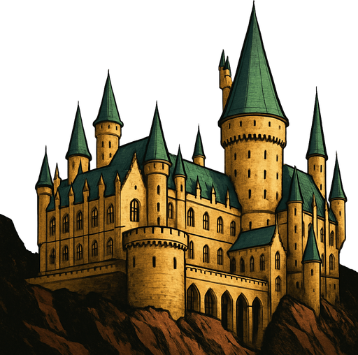 Howgarts, algo realista.
In-Game asset.  2d.  High contrast.  No shadows