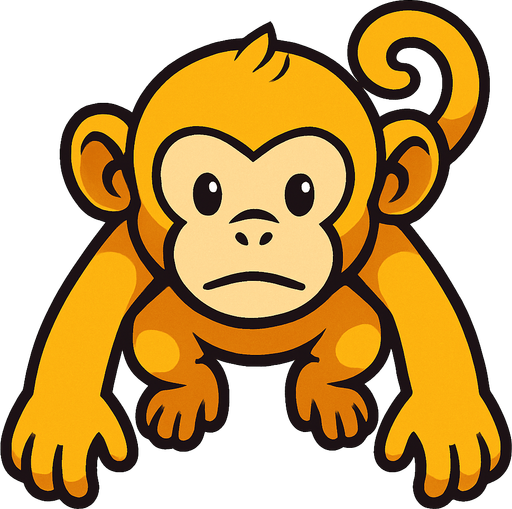 yellow monkey top view.
In-Game asset.  2d.  High contrast.  No shadows