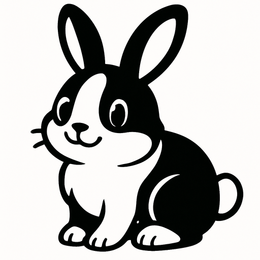 tatli bir siyah beyaz tavşan.
In-Game asset.  2d.  High contrast.  No shadows