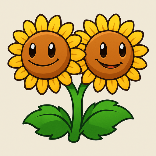 doublesunflower de plantas vs zombies fusion.
In-Game asset.  2d.  No shadows