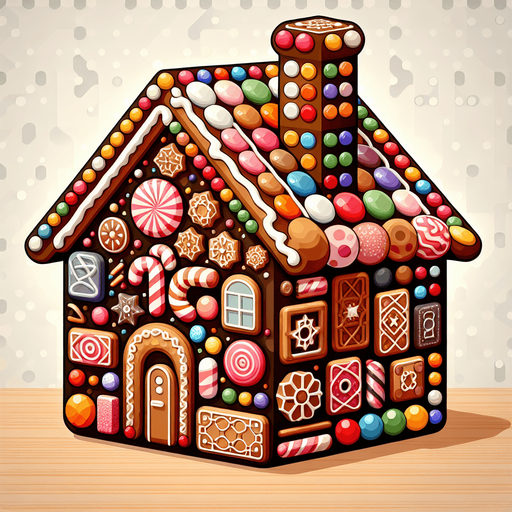 casa di caramelle.
Single Game Texture. In-Game asset. 2d. Blank background. High contrast. No shadows.