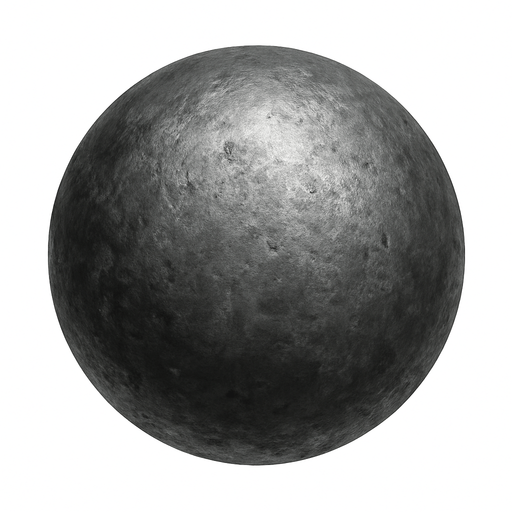 A Realistic İron Ball.No Shadows.
In-Game asset.  2d.  High contrast.  No shadows