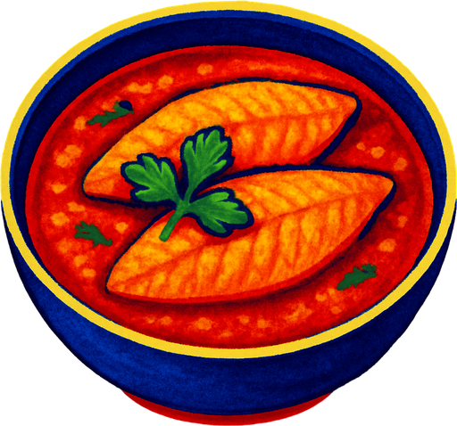 A bowl of fish curry.