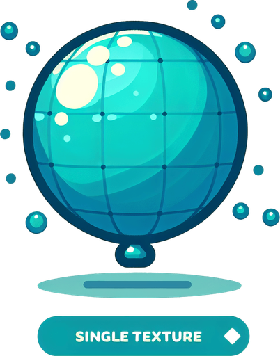turkuaz renginde balon.
Single Game Texture.  In-Game asset.  2d.  Blank background.  High contrast.  No shadows