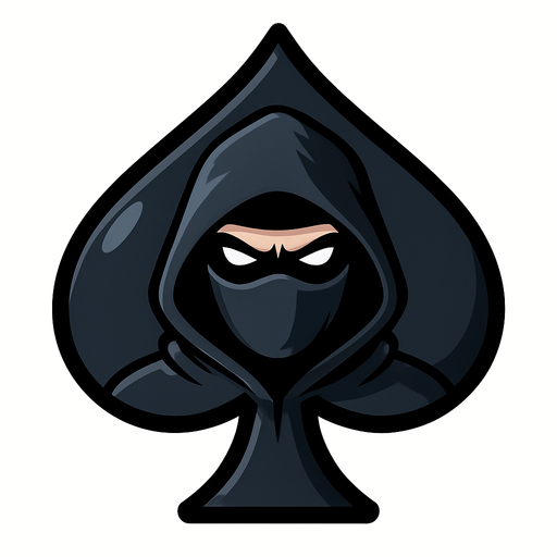 Just the spade from this picture with an icon of a cartoon spy with a hood and a mask on in the center of the spade.