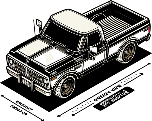 Style: spy hunter. Vehicle Type: pickup truck. Perspective: overhead..
Single Game Texture.  In-Game asset.  2d.  Blank background.  High contrast.  No shadows