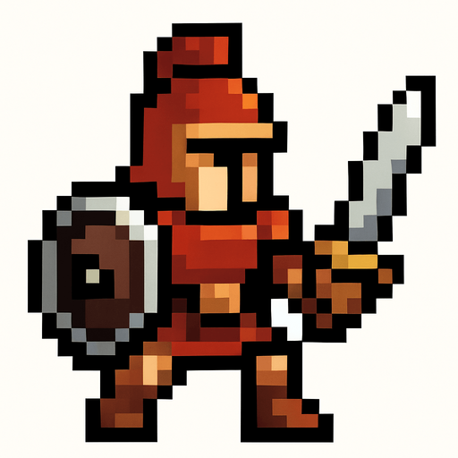 savaşçı piksel.
In-Game asset.  2d.  High contrast.  No shadows