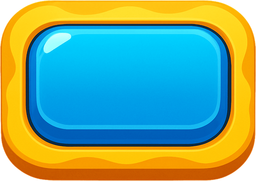 I want a button box with rounded corners and a colorful design using blue, yellow, and white colors.  
In-Game asset.  
There should be no text inside the button.