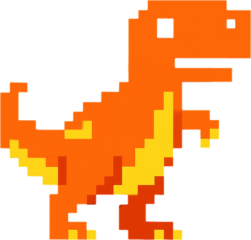 T rex pixel.
In-Game asset.  2d.  High contrast.  No shadows